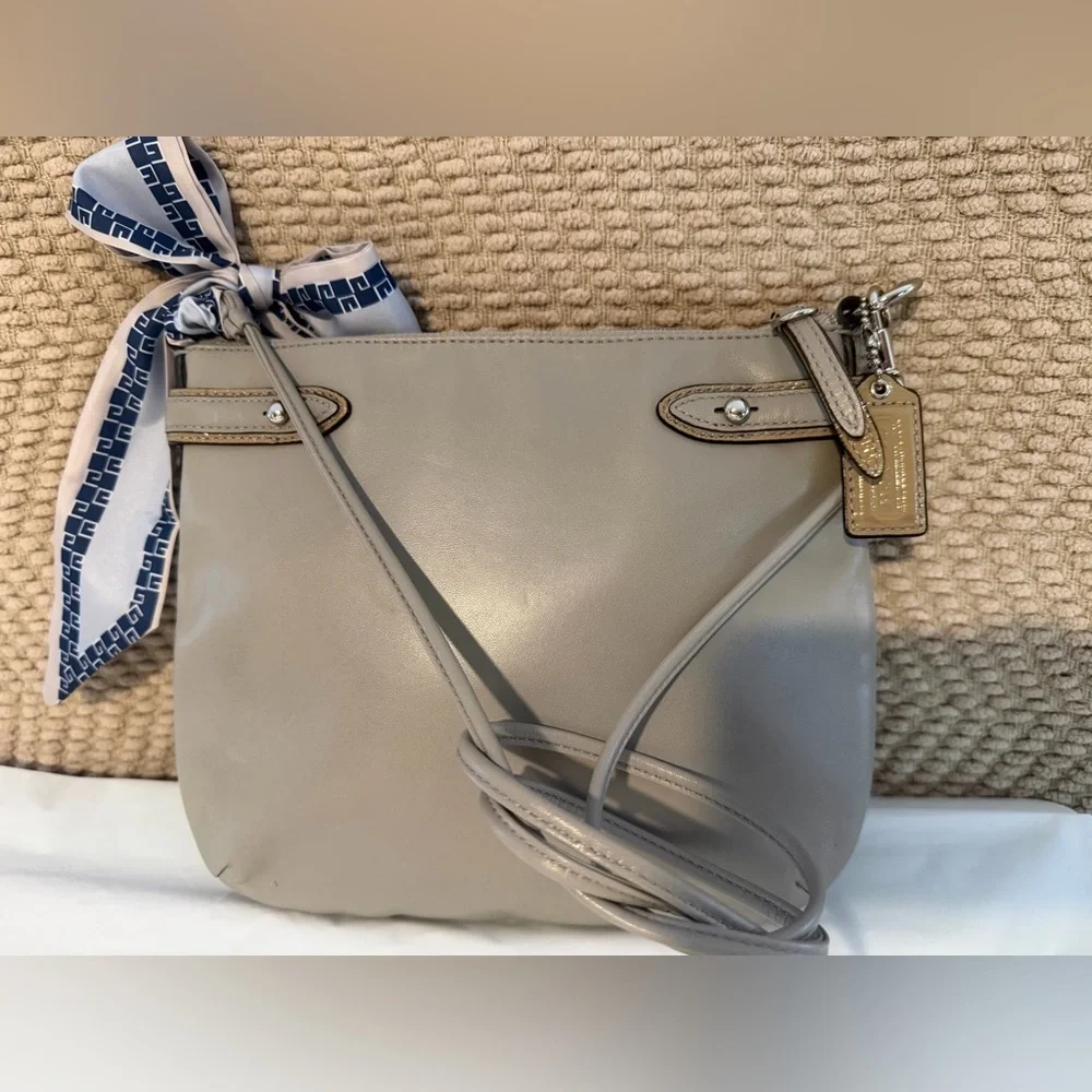 Coach 44606 Taupe Leather Crossbody Purse